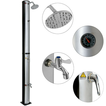 Arebos douche solaire douche de jardin douche de piscine avec thermomètre 40L