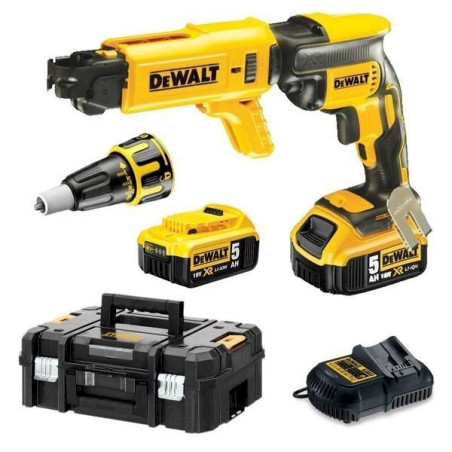 Visseuse Plaques de Plâtre DEWALT DCF620P2K + Chargeur pour Vis à Bande 18 V 2 x 5.0 Ah Li-ion Moteur Brushless