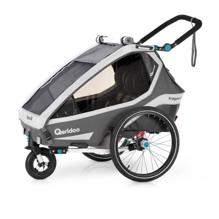 Qeridoo 2020 Kidgoo 2 Remorque de vélo pour enfant, Q9-20-G, Gris.