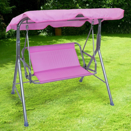 RAMROXX Kinder Hollywoodschaukel Gartenschaukel 2 Sitzer Pink