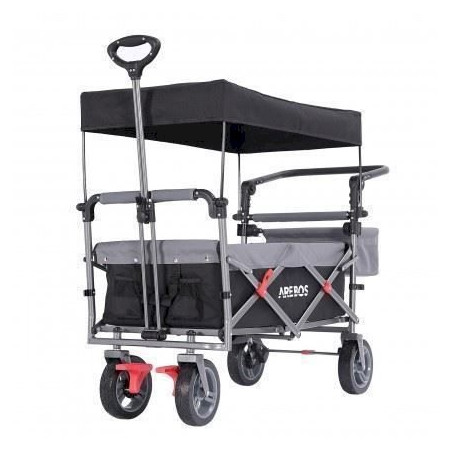 Arebos Bollerwagen Premium faltbar mit Dach Schwarz