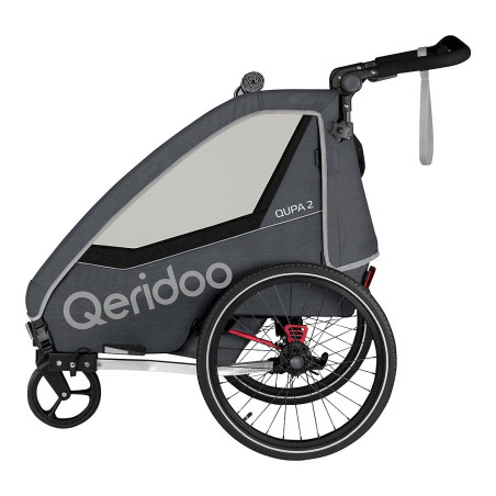 Qeridoo QUPA 2 Zweisitzer Fahrradanhänger Buggy grey