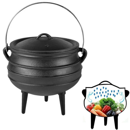 12L Potjie Dutch Oven Feuerkessel Gusseisen Schwarz