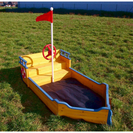 Bac à Sable Bateau en Bois avec Cachette Secrète