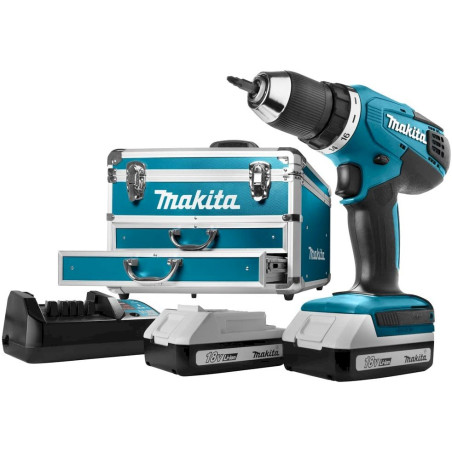 Makita Akku-Bohrschrauber DF457DWEX6 (2x 1,3Ah + 102-teiligem Zubehör im Koffer)