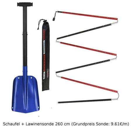 ALPIDEX 16056 Blue - 260 cm Lawinensonde und Alu Lawinenschaufel Schneeschaufel mit ausziehbarem Stiel