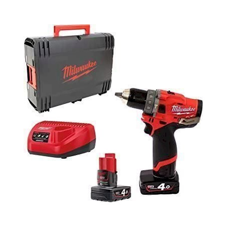 Perceuse à percussion Milwaukee M12 FUEL 13mm, 12V, 2 batteries 4Ah, chargeur, en HD Box - M12 FPD-402X