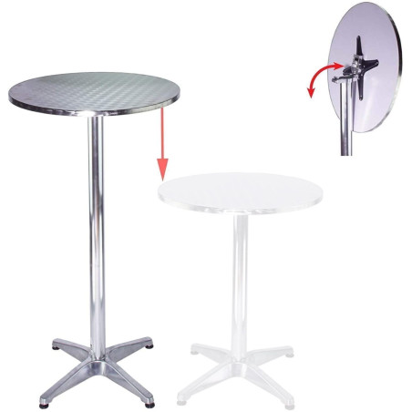 Table de bistrot 2 en 1 en Aluminium, réglable en hauteur 75-115cm Ø60cm