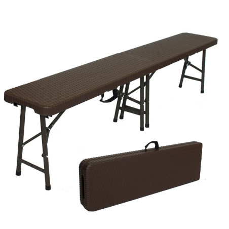 Banc de bière TrutzHolm banc pliant en plastique aspect rotin marron 183 cm banc de tente à bière pliable banc de camping