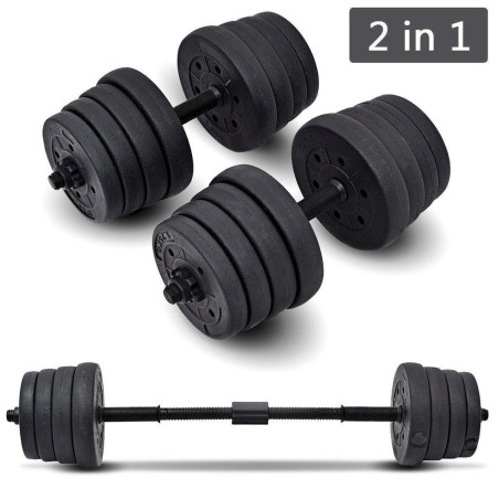 COSTWAY Set d'haltères 2 en 1 Long Haltères Haltères Haltères Musculation 30 kg