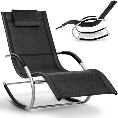 tillvex Chaise longue de jardin pliable noir