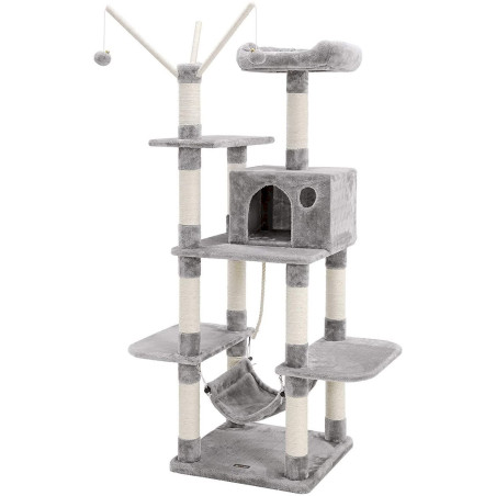 FEANDREA Arbre à chat Perchoir pour Chat 154cm Gris claire PCT86W