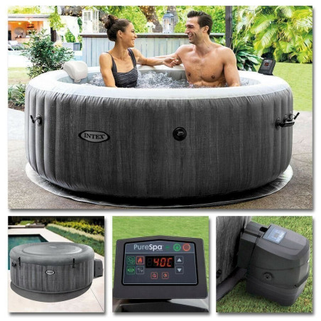 INTEX 28440 Whirlpool Greywood Deluxe Pure SPA 196x71 Massage 4 Personen Kalkschutz