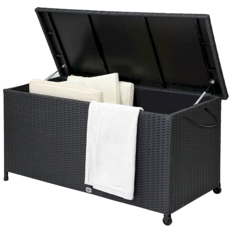 Deuba 102318 Auflagenbox Poly Rattan Kissenbox Gartenbox Gartentruhe Aufbewahrungsbox 122cm