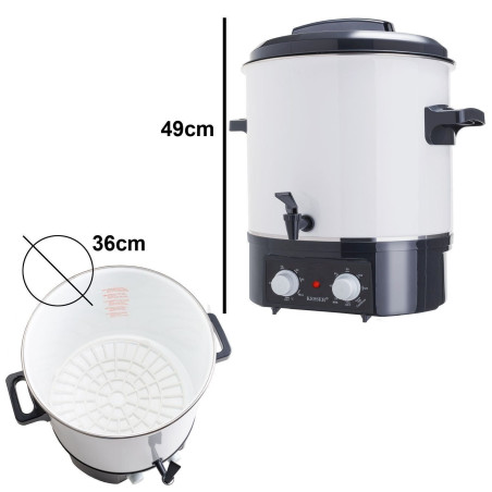 KESSER Régulateur de cuisine avec minuterie de 1800 W Température de 30 à 100 °C , 27 Liter Blanc