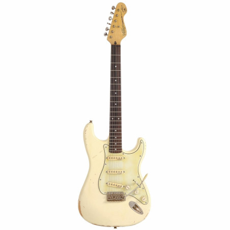 Vintage Icon V6MRTBG Blugocaster Distressed Vintage Blanc