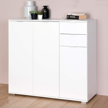 Deuba Alba DB161 - Weiß Kommode Sideboard Highboard Mehrzweckschrank mit Schubladen Modern Flur 993283