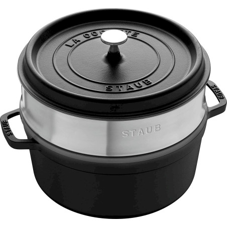 Staub 1133825 Cocotte Ronde avec Cuit-Vapeur Noir Mat 26 cm