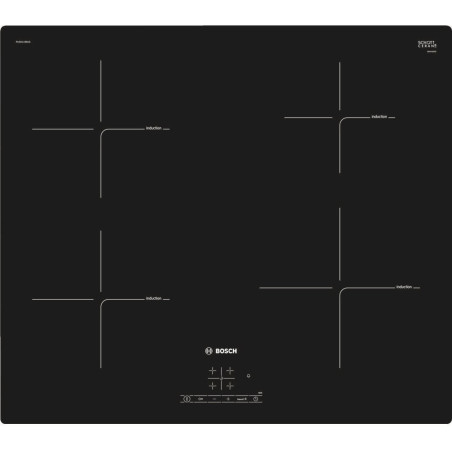 BOSCH PUE611BB1E Table de cuisson induction - 4 foyers - 4600 W - L 59,2 x P52,2 cm - Revêtement verre - Coloris noir