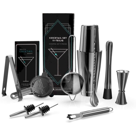 Navaris Shaker Kit à Cocktails 11 pièces en INOX