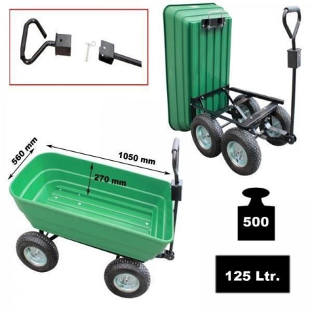 Chariot de jardin TrutzHolm® 125l chariot de transport 400 kg chariot à bras remorque inclinable