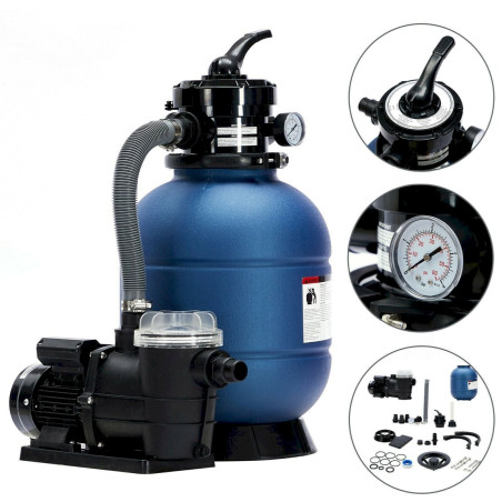 Sandfilteranlage mit Pumpe 10200 L/h Blau 400 Watt