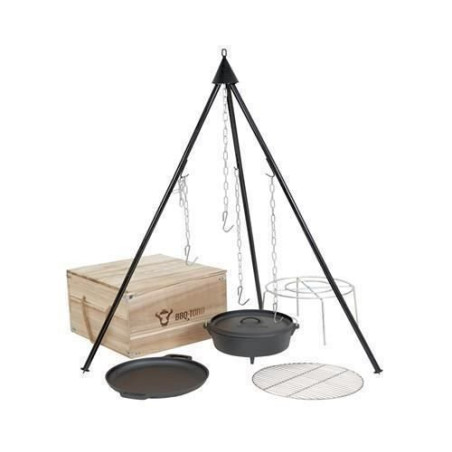 BBQ-Toro Dutch Oven Kit in Holzkiste, 6-teiliges Gusseisen Kochset