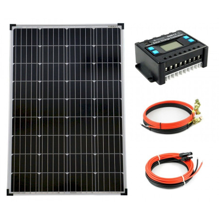 Solartonics Komplettset 1x100 Watt Monokristallin Solarmodul 5-Busbars 20A Laderegler 12V / 24V Kabel