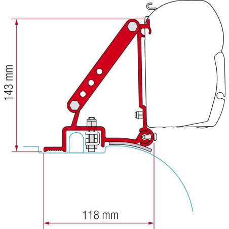 Adaptateur pour Auvent Fiamma F45 - Kit Ducato 2006&gt (High Roof)