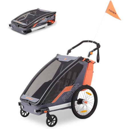 FUXTEC 2in1 Fahrradanhänger Kinderanhänger Anhänger Buggy Sportfux FX-FA1