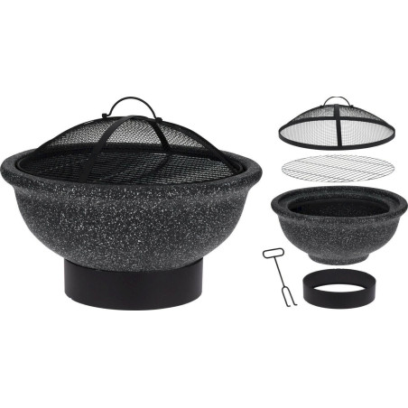 Ambiance Feuerschale Feuerstelle Garten mit Grillfunktion 49cm schwarz