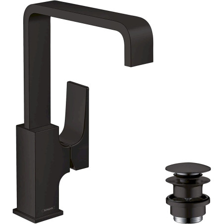 hansgrohe Metropol mitigeur lavabo 32511670 saillie 165 mm, avec bonde push-open, noir mat