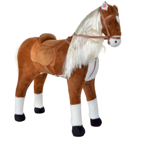 Pink Papaya Cheval en Peluche XL, Cheval géant 105 cm