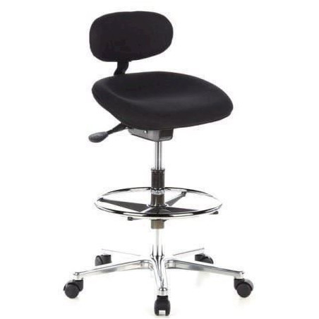 hjh Office Work MF Tabouret pivotant - Tissu - Noir Chromé