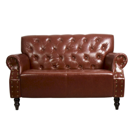 CCLIFE DSOFA001A0000brn Lounge Sessel Chesterfield Couch Sofa Vintage Retro Kunstleder Ledercouch