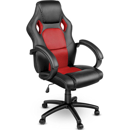 TRESKO Chaise Fauteuil siège de Bureau Racing Sport Rouge /Noir