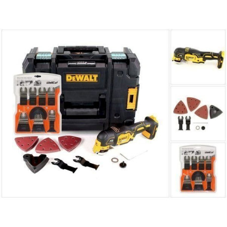 DeWalt DCS 355 NT 18V XR Li-ion Akku Multi - Tool mit 29 tlg. Zubehörset + WellCut MT-8 Multi Tool Sä­ge­blät­ter Klingen