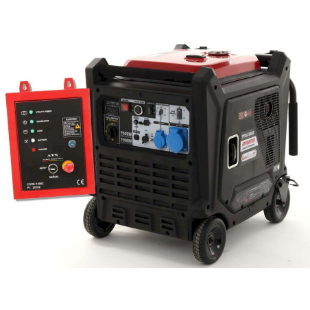 GeoTech-Pro PTGA 9000 Einphasiger Inverter Stromerzeuger 7,0 kW - leise - mit Radsatz + ATS Notstromautomatik