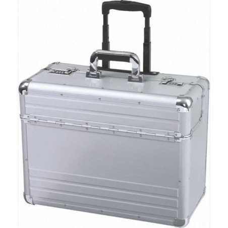 Alumaxx Alu-Pilotenkoffer 48x38x23 cm mit Trolleysystem silber