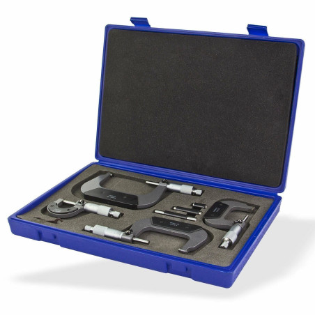 DEMA 94184 Mikrometer Bügelmeßschraube Micrometer Messschraube Set 4-teilig im Koffer