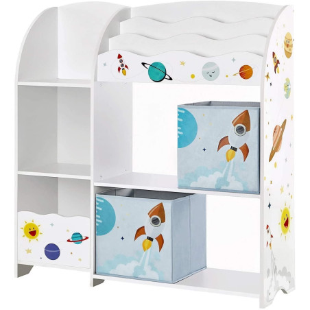 SONGMICS Étagère de Rangement pour Jouets Enfant et Livres avec 2 Tiroirs en Tissu