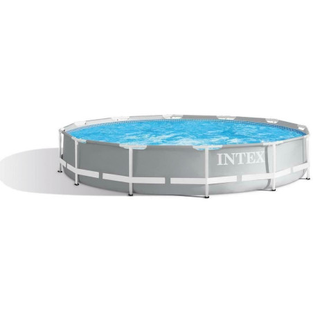 Intex Prism Frame Pool Kom­plett-Set, rund, inkl. Fil­ter­pum­pe, hellgrau, 457x122cm, 56304