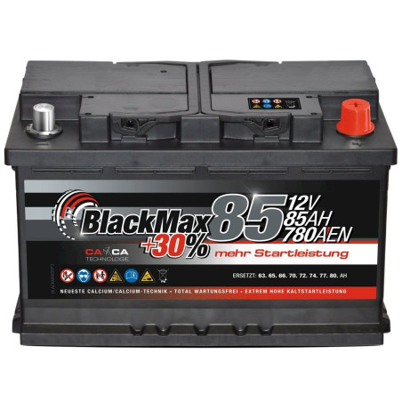 BlackMax +30% 12V 85Ah 780A/EN Autobatterie Starterbatterie