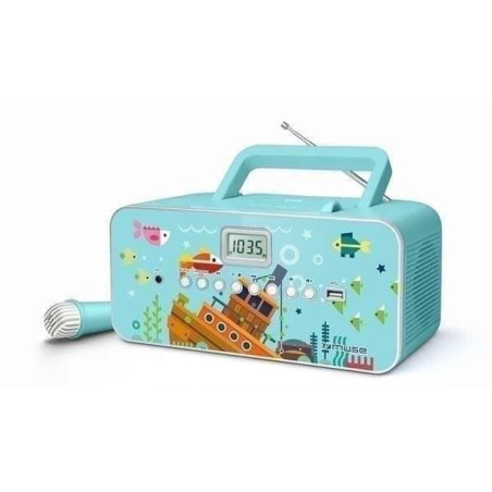 Muse M-29KB CD-Radio für Kinder mit Mikrofon und Sing-A-Long Karaoke Funktion (CD / MP3, USB, AUX-In, LCD-Display,