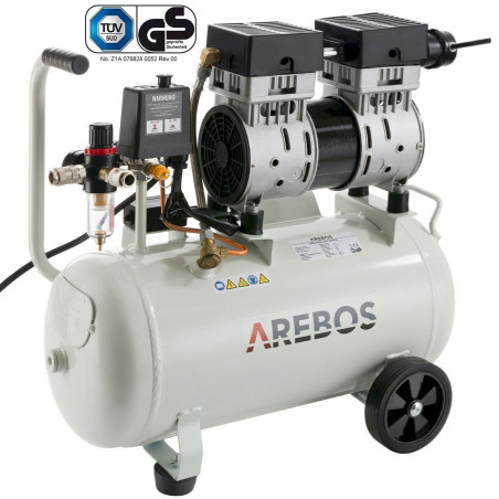 Arebos Com­pres­seur d’air 24 L 800W 54,5dB(A) sans huile GS certifié TÜV Süd 8 bars