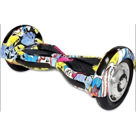 E-Balance Board ROBWAY - W3 Hoverboard graffiti gelb 10 inch mit App-Funk­ti­on