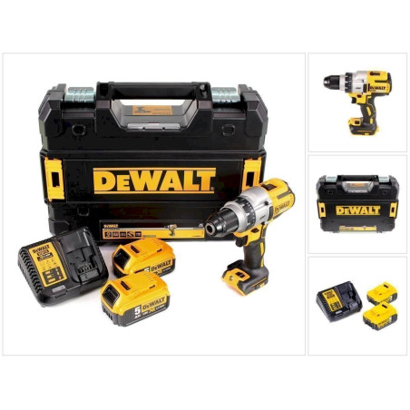 DeWalt DCD 991 P2 18 V Brushless Li-Ion Ak­ku-Drei­gang-Bohr­schrau­ber im TSTAK II Koffer + 2x DCB 184 5,0 Ah Akku + DCB