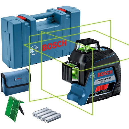 Bosch GLL 3-80 G Professional Laser lignes (laser vert, portée : jusqu’à 30 m, 4 piles AA, dans coffret de transport)