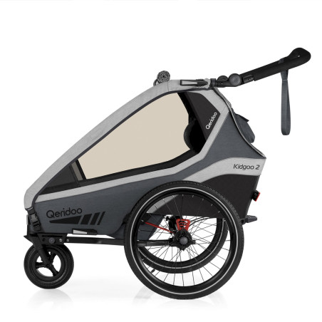 Qeridoo Kidgoo2 remorque enfant 2 places - steel grey