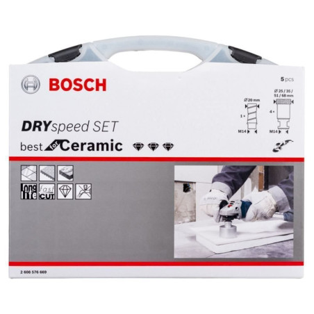 Coffret 5 Scies-Tré­pans Diamantées Dryspeed Bosch - 2608576669